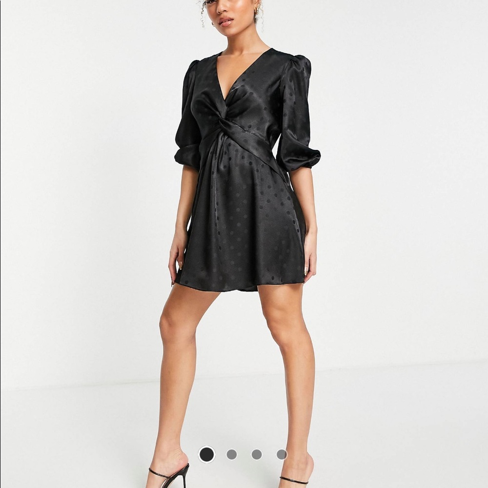 NWT! ASOS River Island Satin Black Dress
